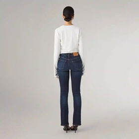 Jeans Mid Waist Bootcut Night Time Blue SABURO - bild 3