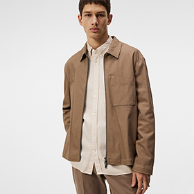 Julius Cotton Twill Overshirt Walnut - bild 1