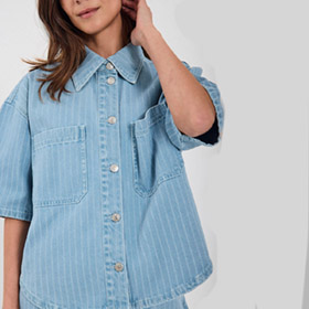 Kenzie Denim Shirt Blue Stripe NORR - bild 3