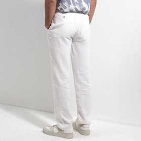 Linen Drawstring Trousers White - bild 3