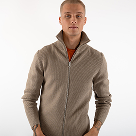 Rib Zip Cardigan - Dk Nature Mel - bild 1