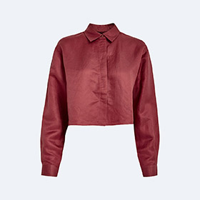 MS Auguste Cropped Linen Shirt Barn Red - bild 2