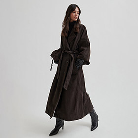Noomi Suede Trenchcoat Chocolat JUST FEMALE - bild 2