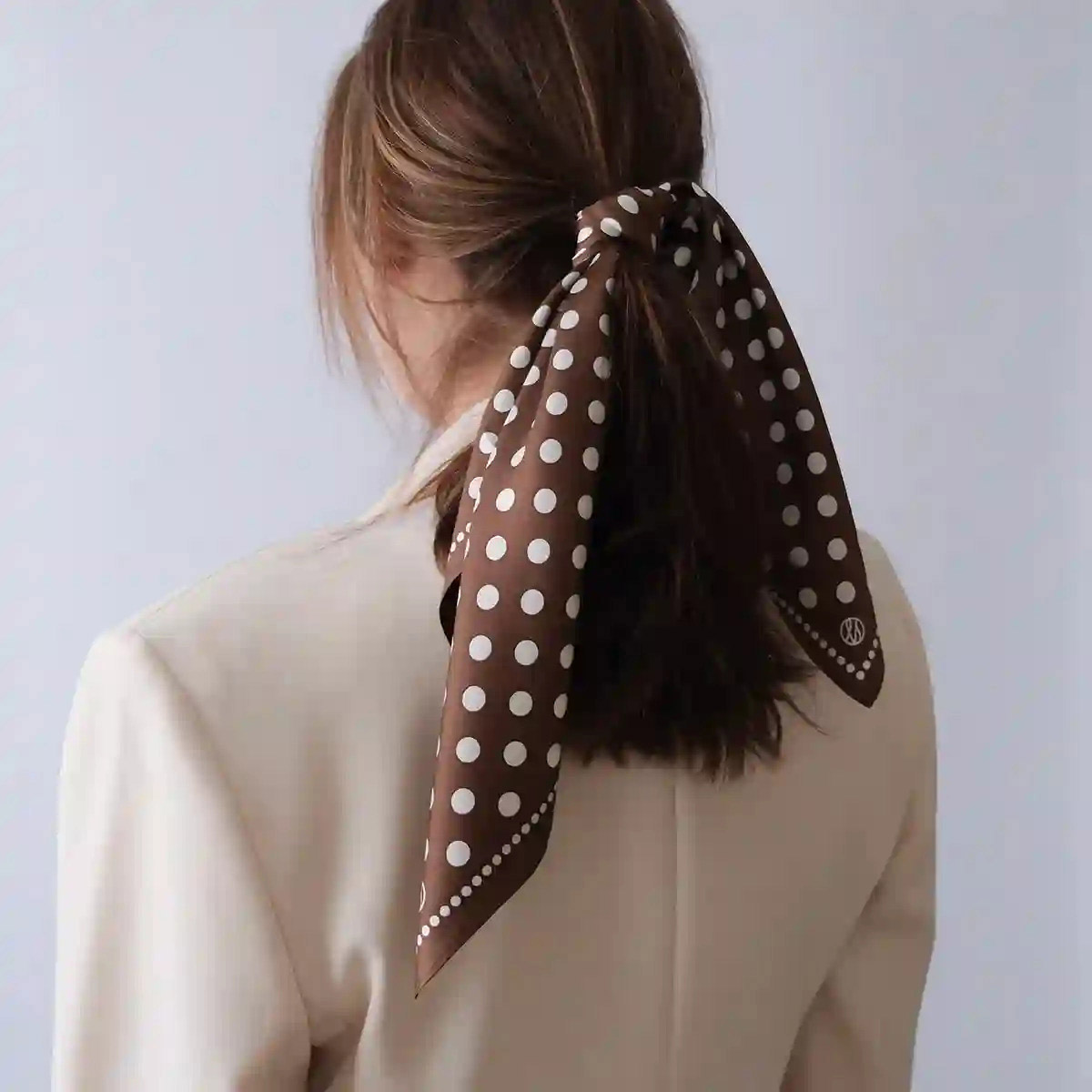 Silk Scarf Polkadot Milk chocolate LESCARF - bild 3