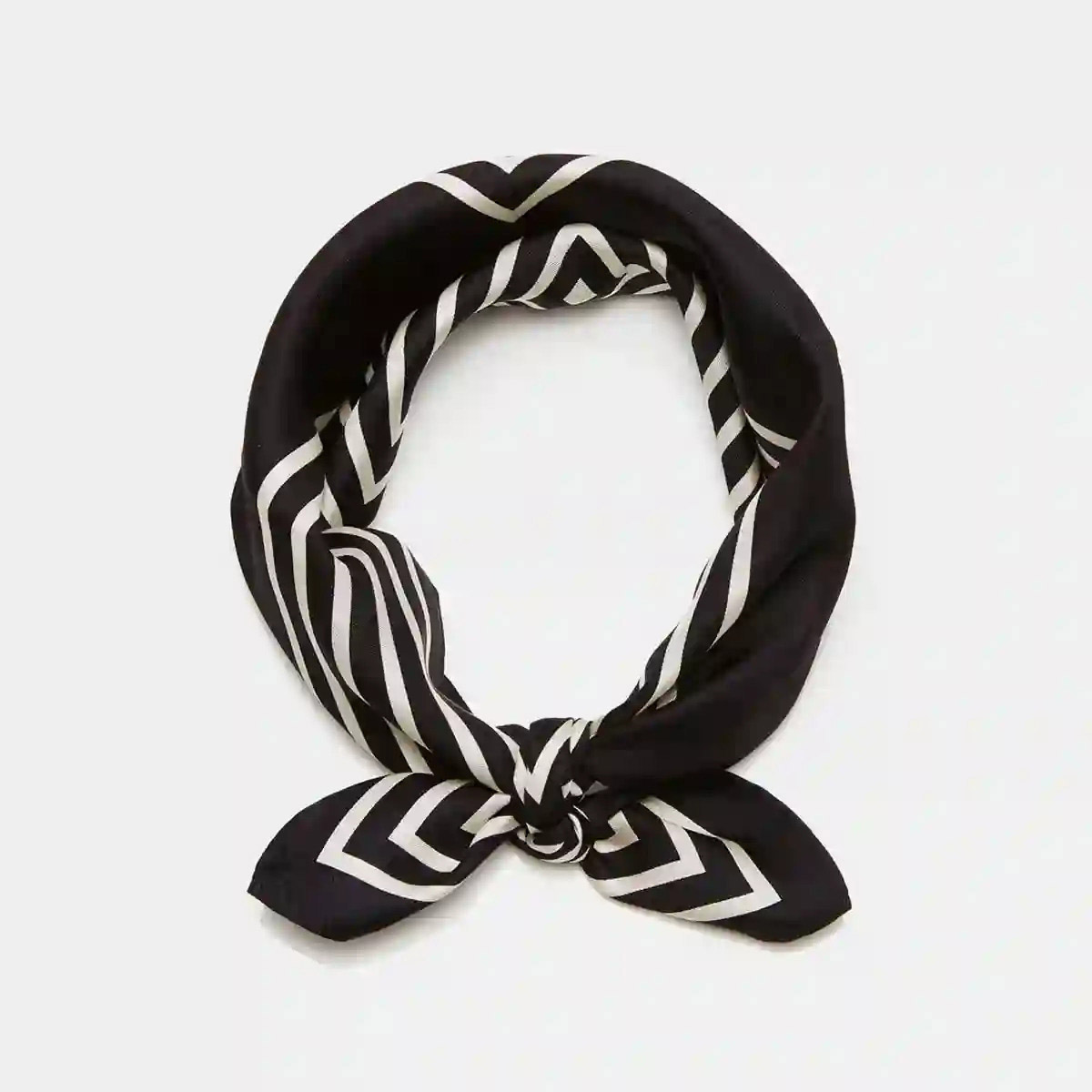Silk Scarf Striped 50x50 Black - bild 4