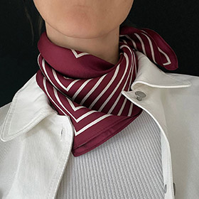 Silk Scarf Striped Wine Red LESCARF - bild 2