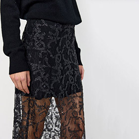 Spets Kjol Oyster 2 Black LEVETE ROOM - bild 3