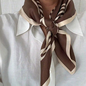Striped Silk Scarf Mocha Cream 65x65 LESCARF - bild 2