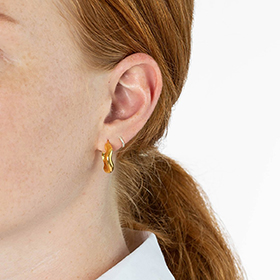 Bolded Wavy Earrings Shiny Gold - bild 2