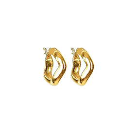 Bolded Wavy Earrings Shiny Gold - bild 1