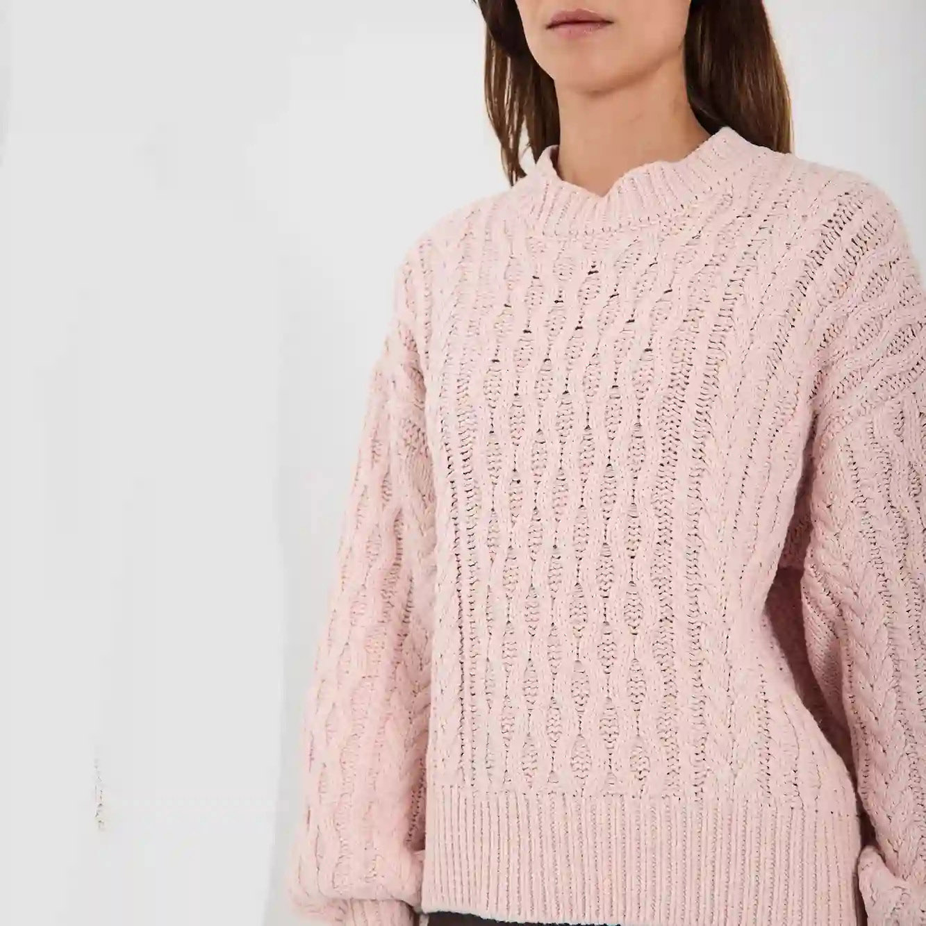 Vigga Cable Knit Light Pink NORR - bild 2