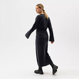 Wendela Skirt Black Melange HOLEBROOK - bild 2