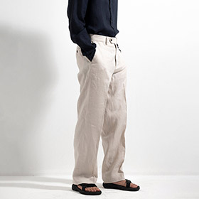 Wide Airo Linen Trousers Nature - bild 1